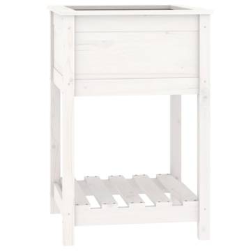 Planter with Shelf White - Solid Pine Wood 54x54x81 cm