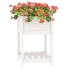 Planter with Shelf White - Solid Pine Wood 54x54x81 cm