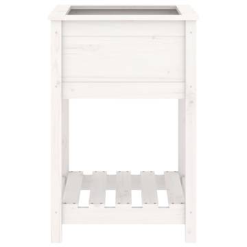 Planter with Shelf White - Solid Pine Wood 54x54x81 cm