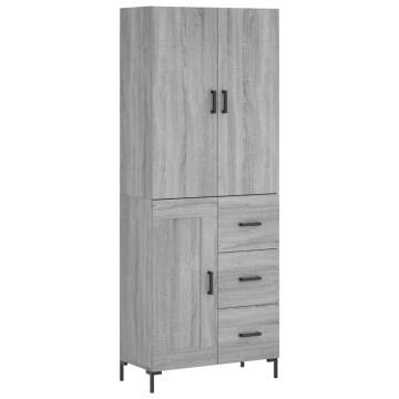 Stylish Highboard Grey Sonoma | 69.5x34x180 cm Engineered Wood