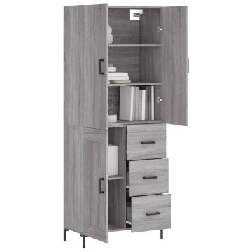 Stylish Highboard Grey Sonoma | 69.5x34x180 cm Engineered Wood