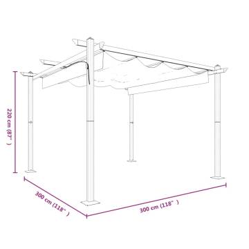 Garden Gazebo with Retractable Roof 3x3m - Cream