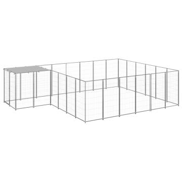 Dog Kennel Silver 12.1 m² Steel - Durable & Safe for Your Pets