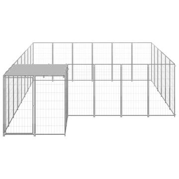 Dog Kennel Silver 12.1 m² Steel - Durable & Safe for Your Pets