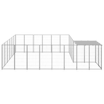 Dog Kennel Silver 12.1 m² Steel - Durable & Safe for Your Pets