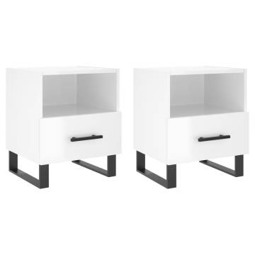 High Gloss White Bedside Cabinets 2 pcs - Modern Storage