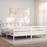 Bed Frame with Headboard White Super King Size Solid Wood Colour white Size 180 x 200 cm Model low 