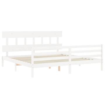 White Super King Size Bed Frame with Headboard | Hipo Market