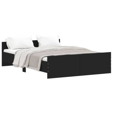 Black Bed Frame with Headboard & Footboard - 140x190 cm