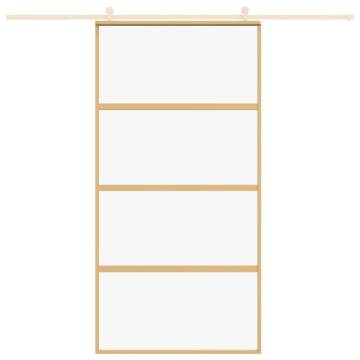 Sliding Door Gold 102.5x205 cm - Clear ESG Glass & Aluminium