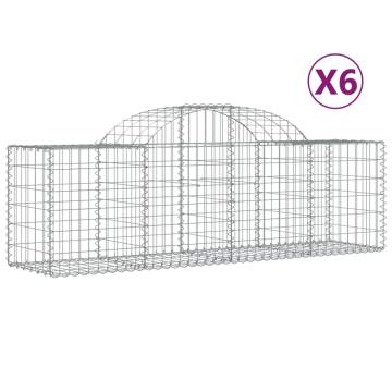 Arched Gabion Baskets - 6 pcs Galvanised Iron | HipoMarket