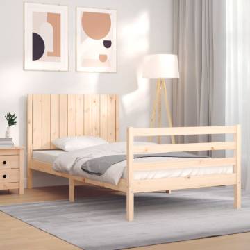 Solid Wood Bed Frame with Headboard - 100x200 cm