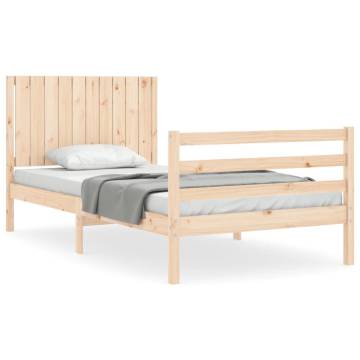 Solid Wood Bed Frame with Headboard - 100x200 cm