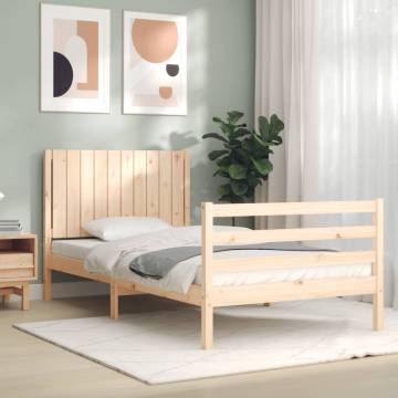 Solid Wood Bed Frame with Headboard - 100x200 cm