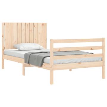 Solid Wood Bed Frame with Headboard - 100x200 cm