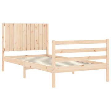 Solid Wood Bed Frame with Headboard - 100x200 cm