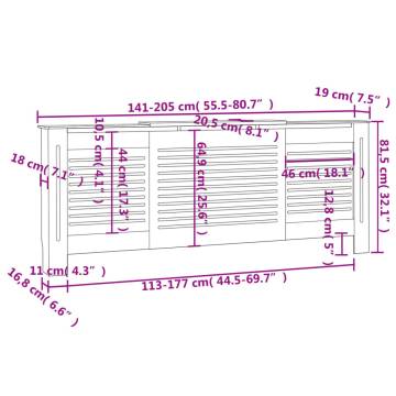 Stylish Grey MDF Radiator Cover - 205 cm Adjustable Size