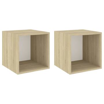 Wall Cabinets 2 pcs White & Sonoma Oak | Hipo Market