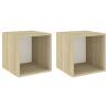 Wall Cabinets 2 pcs White & Sonoma Oak | Hipo Market