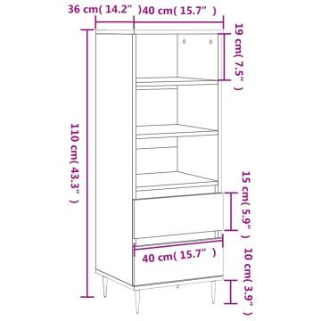 Stylish Highboard Brown Oak 40x36x110 cm | Hipomarket