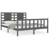 Grey King Size Bed Frame with Headboard - Solid Wood | HipoMarket