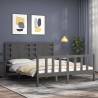 Grey King Size Bed Frame with Headboard - Solid Wood | HipoMarket