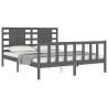 Grey King Size Bed Frame with Headboard - Solid Wood | HipoMarket