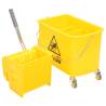 Mop Bucket with Wringer & Wheels - 20L Yellow Polypropylene