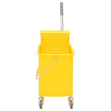 Mop Bucket with Wringer & Wheels - 20L Yellow Polypropylene