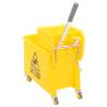 Mop Bucket with Wringer & Wheels - 20L Yellow Polypropylene