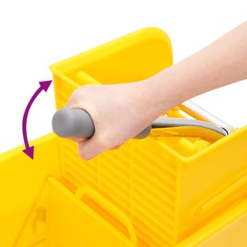 Mop Bucket with Wringer & Wheels - 20L Yellow Polypropylene