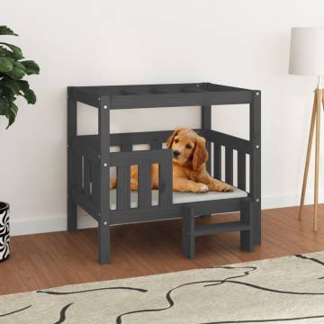 Comfortable Grey Dog Bed | Solid Pine Wood | 75.5x63.5x70 cm