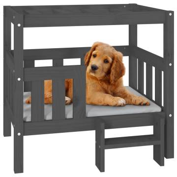 Comfortable Grey Dog Bed | Solid Pine Wood | 75.5x63.5x70 cm