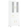 Stylish Highboard High Gloss White - 69.5x34x180 cm