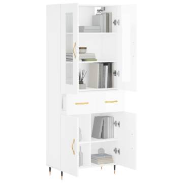 Stylish Highboard High Gloss White - 69.5x34x180 cm