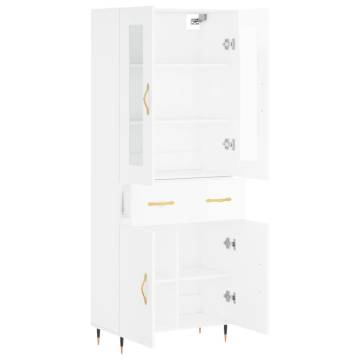 Stylish Highboard High Gloss White - 69.5x34x180 cm