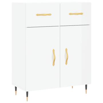 Stylish Highboard High Gloss White - 69.5x34x180 cm