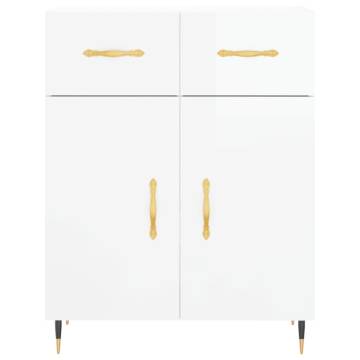 Stylish Highboard High Gloss White - 69.5x34x180 cm