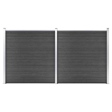 Fence Panel Set WPC 353x186 cm Black - Durable & Stylish