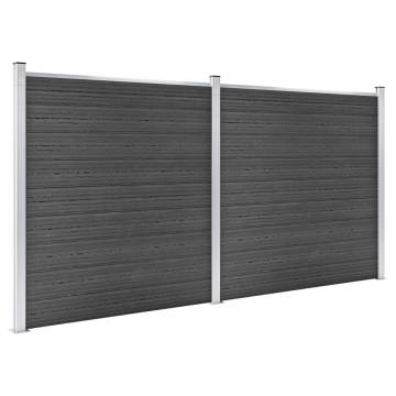 Fence Panel Set WPC 353x186 cm Black - Durable & Stylish