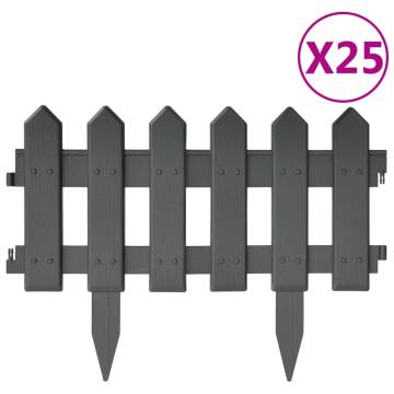 Lawn Edgings 25 pcs Anthracite 10 m PP - Durable Garden Borders