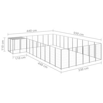 Buy Dog Kennel Silver 19.36 m² Steel - Outdoor Play Paradise