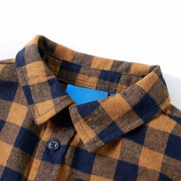 Kids' Plaid Shirt Cognac and Blue - Size 140 | HipoMarket