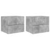 Wall-Mounted Bedside Cabinets with LED Lights - 2 pcs Grey