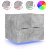 Wall-Mounted Bedside Cabinets with LED Lights - 2 pcs Grey