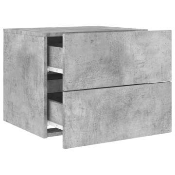 Wall-Mounted Bedside Cabinets with LED Lights - 2 pcs Grey