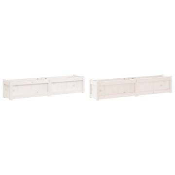 2 pcs White Solid Wood Pine Garden Planters - Hipomarket