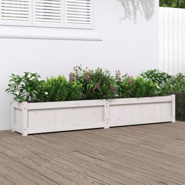 Garden Planter White 180x31x31 cm - Solid Pine Wood