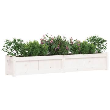 Garden Planter White 180x31x31 cm - Solid Pine Wood