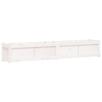 Garden Planter White 180x31x31 cm - Solid Pine Wood